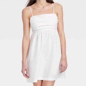 Ruched babydoll dress with pockets